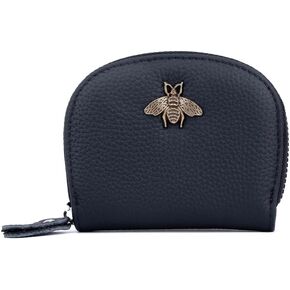 Leather RFID Credit Card Holder Wallet For Women Small/Medium Zipper Card Case (Earthy Yellow, Small)