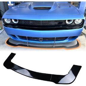 Front Bumper Lip Fit for 2012-2023 Dodge Challenger SXT SRT Hellcat Chin Splitter Spoiler Diffuser Protector Guard Wing Body Kit Air Dam Challenger Accessories(Glossy Carbon Fiber)