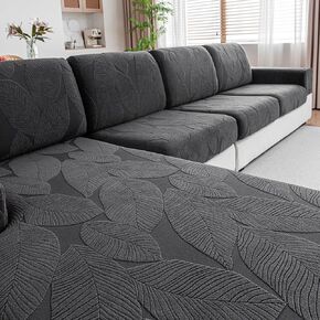 Couch Covers for Sectional Sofa, Washable Stretch Soft Sofa Cushion Covers L Shape Sofa Slipcovers Anti Slip Furniture Decor Protector for Cats and Dogs (Back Couch Cover,Dark Gray)