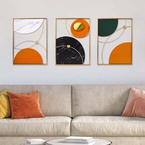 3 Pack Metal Wall Art Geometric Wall Art Abstract Minimalist Wall Decor Modern Wall Art 3D Wall Sculptures Wall Home Decor Wall Hanging Decor with Frame for Living Room Bedroom Bathroom Office Hotel