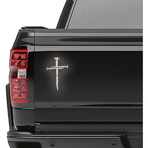 GRITKULTURE Cross of Nails Christian Vinyl Decal Sticker for Cars, Trucks, Laptops, Jesus Christ, Religious, Window Decal Sticker (Reflective Silver)