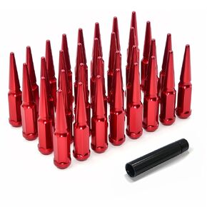 14x1.5 Wheel Spike Lug Nuts, 32PCS M14x1.5 Lug Nut Wheel Accessories with 1 Socket Key, Thread Spiked 4.4" Black Long Closed End Nuts Compatible with Chevy Silverado GMC Sierra 1500 2500 3500