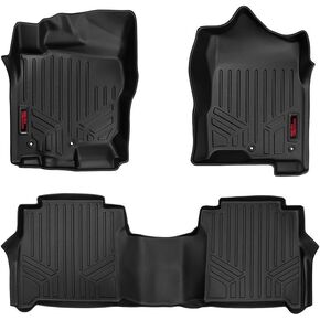 Rough Country All Weather Floor Mats Set for Nissan Titan Crew Cab (17-24) & Titan XD (16-24) - Custom Fit Rubber Titan Floor Mats, Rubber Truck Mats, Waterproof Truck Floor Mats