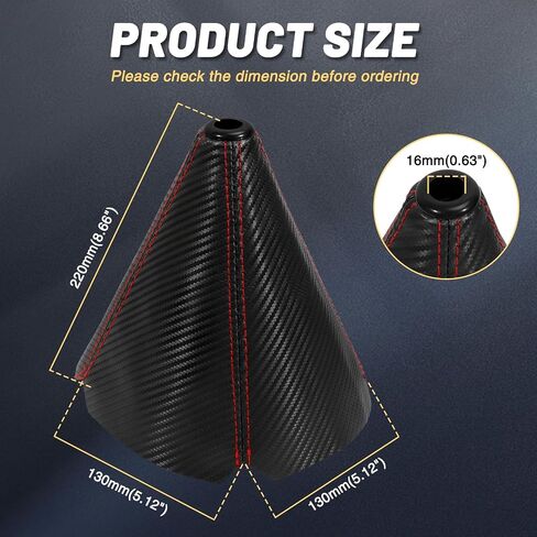 16mm Manual Car Shift Boot,Carbon Fibre Leather Gear Shift Cover for Dust Prevention & Protection,Universal Car Interior Accessories(Black) in Saudi Arabia