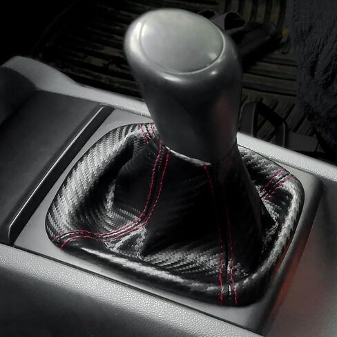 16mm Manual Car Shift Boot,Carbon Fibre Leather Gear Shift Cover for Dust Prevention & Protection,Universal Car Interior Accessories(Black) in Saudi Arabia