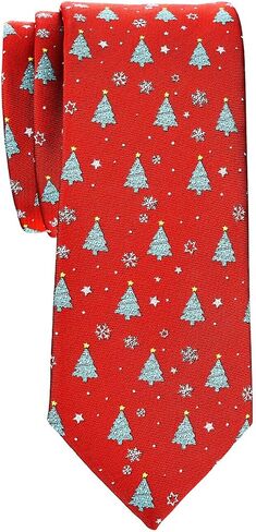 Retreez Christmas Tree and Snowflakes Pattern Microfiber 2.4" Skinny Tie in Saudi Arabia