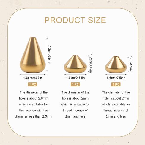3 Pcs Brass Incense Holder Incense Burner Cone Incense Holder Incense Stick Holder Cone Incense Holder 3 Styles in Saudi Arabia