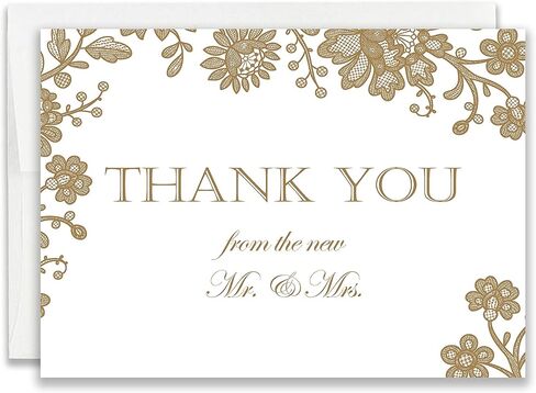 JBH Creations Gold Floral Wedding Thank You Cards - Pack of 48 in Saudi Arabia