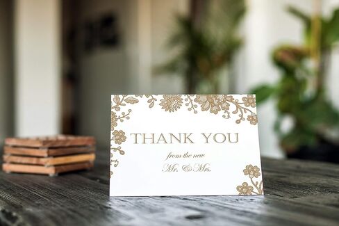 JBH Creations Gold Floral Wedding Thank You Cards - Pack of 48 in Saudi Arabia