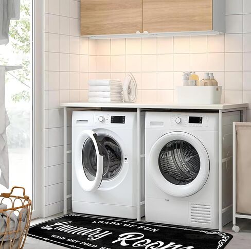 Laundry Room Rug Runner 20X59inch Non Slip Laundry Floor Mat Durable Entrance Rug Area Rug for Kitchen Washhouse Hallway Black Farmhouse Laundry Room mat in Saudi Arabia