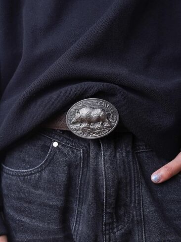 HAQUIL Wild Boar Hunting Belt Buckle Steel Vintage Jewlery for Men in Saudi Arabia