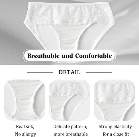 100Pure Silk Women's Silk Panties Sexy Satin Lace Breathable Carefree Panty Liners Mid Waist Women's Underwear in Saudi Arabia