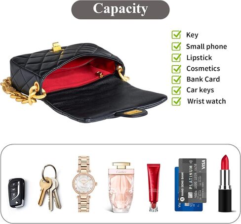 KOOIJNKO Quilted Bags for Women Soft Leather Shoulder Handbag Purse with Gold Chain Strap in Kuwait