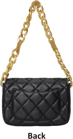KOOIJNKO Quilted Bags for Women Soft Leather Shoulder Handbag Purse with Gold Chain Strap in Kuwait
