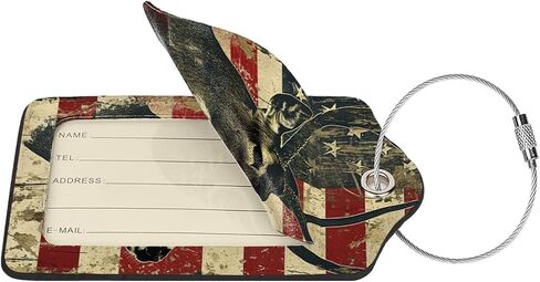 Deer Camo Camouflage American Flag Hunting-1 2 Pack Luggage Tag for Suitcase, Luggage Tags for Suitcases,Leather Stainless Steel Loop Label Tag for Men Women Girlstravel Bag Suitcase in Saudi Arabia
