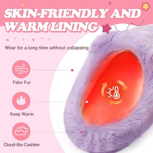 Fuzzy Cat Slippers for Girls, Funny Animal House Shoes with Soft Memory Foam, Comfy Plush Warm Slip-on Slippers in Saudi Arabia