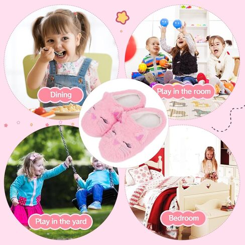 Fuzzy Cat Slippers for Girls, Funny Animal House Shoes with Soft Memory Foam, Comfy Plush Warm Slip-on Slippers in Kuwait