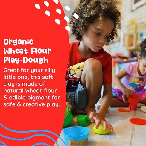 Modeling Clay for Kids - 12 Super Soft & 100% Natural Kids Modeling Clay Doughs Made from Wheat Flour - 100g Per Can of Reusable & Vibrant Kids Clay Modeling Kit for Ages 3+ by Marie’s Kids in Saudi Arabia