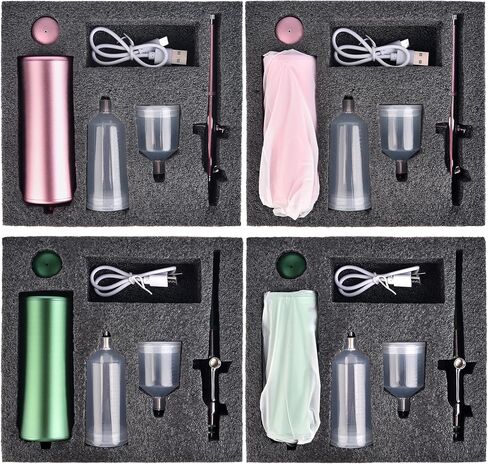 KADS Nail Cordless Airbrush Nail Spray Gun with Air Compressor, Portable Cordless Auto Airbrush Gun Kit, Rechargeable Handheld Airbrush Set (Pink) in Kuwait