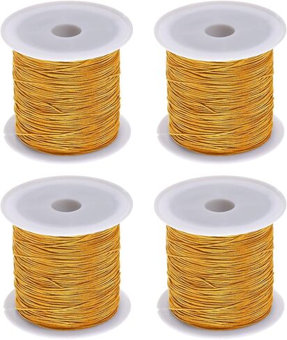 HARFINGTON 4 Rolls Nylon String Cord 45 Yards 0.4mm Nylon Cord Beading Satin String for Jewelry Making Chinese Knotting Cord Necklaces Kumihimo Friendship Bracelets and Craft, Gray Pink in Saudi Arabia