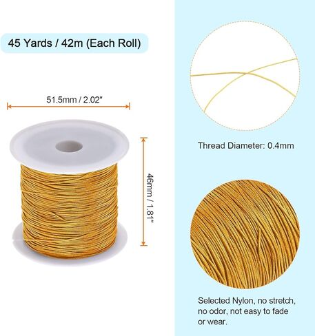 HARFINGTON 4 Rolls Nylon String Cord 45 Yards 0.4mm Nylon Cord Beading Satin String for Jewelry Making Chinese Knotting Cord Necklaces Kumihimo Friendship Bracelets and Craft, Gray Pink in Saudi Arabia
