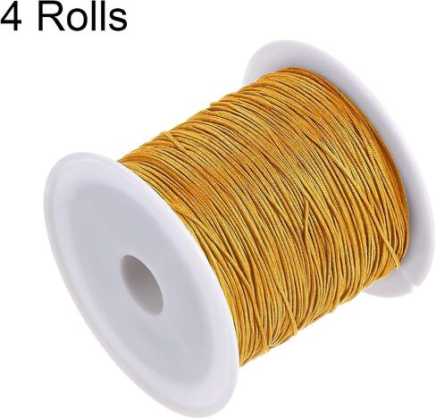 HARFINGTON 4 Rolls Nylon String Cord 45 Yards 0.4mm Nylon Cord Beading Satin String for Jewelry Making Chinese Knotting Cord Necklaces Kumihimo Friendship Bracelets and Craft, Gray Pink in Saudi Arabia