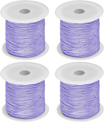 HARFINGTON 4 Rolls Nylon String Cord 45 Yards 0.4mm Nylon Cord Beading Satin String for Jewelry Making Chinese Knotting Cord Necklaces Kumihimo Friendship Bracelets and Craft, Gray Pink in Saudi Arabia