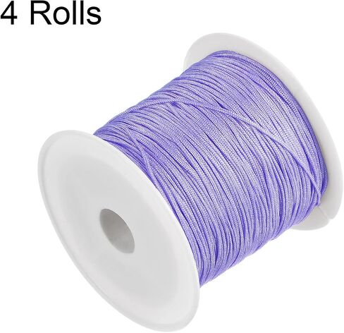 HARFINGTON 4 Rolls Nylon String Cord 45 Yards 0.4mm Nylon Cord Beading Satin String for Jewelry Making Chinese Knotting Cord Necklaces Kumihimo Friendship Bracelets and Craft, Gray Pink in Saudi Arabia