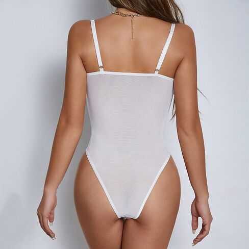 Sexy Sheer Bodysuit Straps Sleeveless Tank Top Summer Going Out Bodysuits for Women in Saudi Arabia