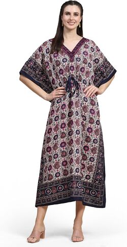 Women African Print Kaftan Beach Cover Up Tribal Plus Size V-Neck Loose Kimono Maxi Summer Free Size Dress in Saudi Arabia