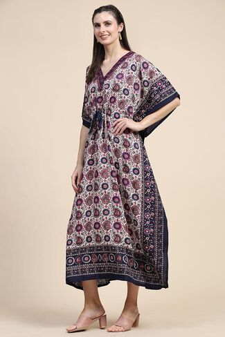 Women African Print Kaftan Beach Cover Up Tribal Plus Size V-Neck Loose Kimono Maxi Summer Free Size Dress in Saudi Arabia