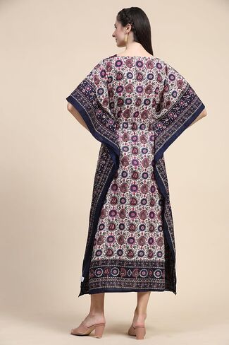 Women African Print Kaftan Beach Cover Up Tribal Plus Size V-Neck Loose Kimono Maxi Summer Free Size Dress in Saudi Arabia