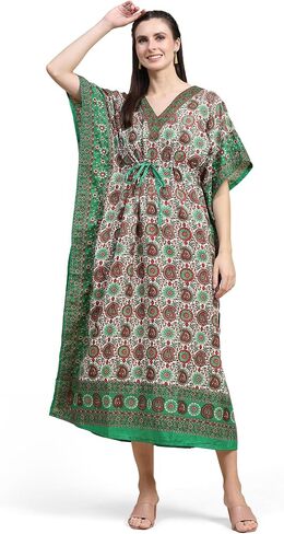 Women African Print Kaftan Beach Cover Up Tribal Plus Size V-Neck Loose Kimono Maxi Summer Free Size Dress in Saudi Arabia