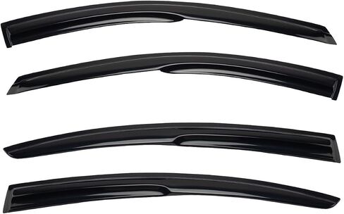 4pcs JDM 3D Wavy MU Style Window Visors Compatible with 2014-2021 Mazda 6 Atenza, Front+Rear Left+Right Outside Mount Type Dark Smoke Tint Tape-On Side Sun Rain Guards Set of 4 in Saudi Arabia