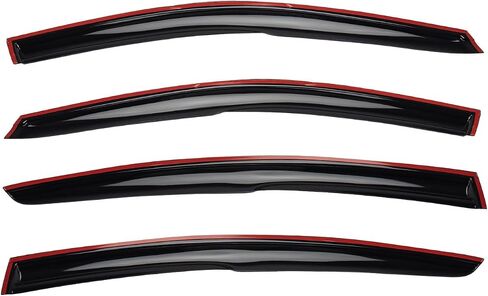 4pcs JDM 3D Wavy MU Style Window Visors Compatible with 2014-2021 Mazda 6 Atenza, Front+Rear Left+Right Outside Mount Type Dark Smoke Tint Tape-On Side Sun Rain Guards Set of 4 in Saudi Arabia