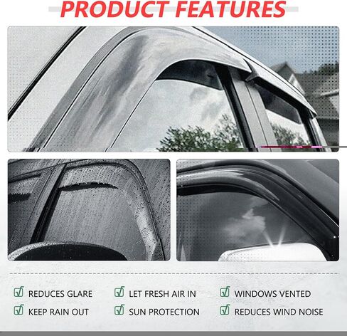 DNA MOTORING Set of 4 Tape-On Carbon Fiber Pattern Styling Window Visor Deflector Rain/Sun Guard Compatible with Hyundai Sonata 2006-2010, WVS-180-CF in Saudi Arabia
