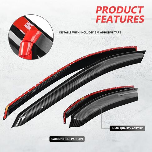 DNA MOTORING Set of 4 Tape-On Carbon Fiber Pattern Styling Window Visor Deflector Rain/Sun Guard Compatible with Hyundai Sonata 2006-2010, WVS-180-CF in Saudi Arabia