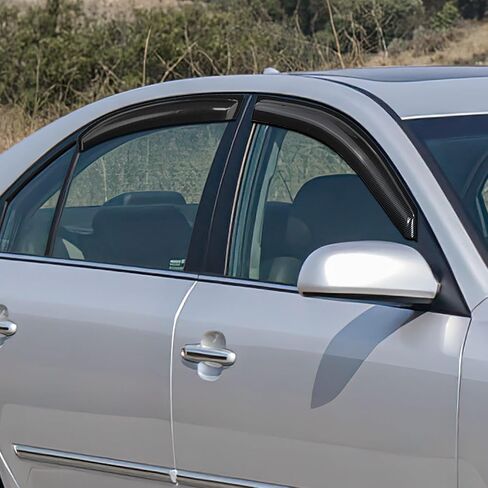 DNA MOTORING Set of 4 Tape-On Carbon Fiber Pattern Styling Window Visor Deflector Rain/Sun Guard Compatible with Hyundai Sonata 2006-2010, WVS-180-CF in Saudi Arabia