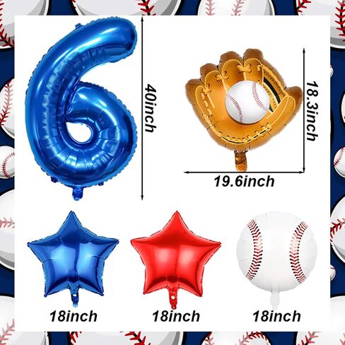 Baseball Balloons 1st Birthday Decorations for Boys, Baseball Party Decorations Baseball Sports Theme Party Supplies, 40 inch Foil Number Balloons Number 1 Balloon Blue Red White Sports Balloon Kits in Saudi Arabia