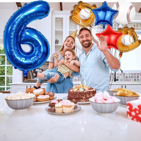 Baseball Balloons 1st Birthday Decorations for Boys, Baseball Party Decorations Baseball Sports Theme Party Supplies, 40 inch Foil Number Balloons Number 1 Balloon Blue Red White Sports Balloon Kits in Saudi Arabia