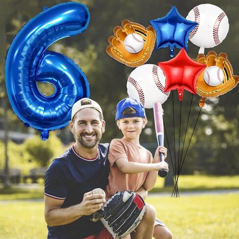 Baseball Balloons 1st Birthday Decorations for Boys, Baseball Party Decorations Baseball Sports Theme Party Supplies, 40 inch Foil Number Balloons Number 1 Balloon Blue Red White Sports Balloon Kits in Saudi Arabia