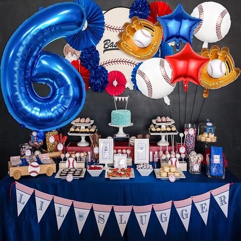Baseball Balloons 1st Birthday Decorations for Boys, Baseball Party Decorations Baseball Sports Theme Party Supplies, 40 inch Foil Number Balloons Number 1 Balloon Blue Red White Sports Balloon Kits in Saudi Arabia