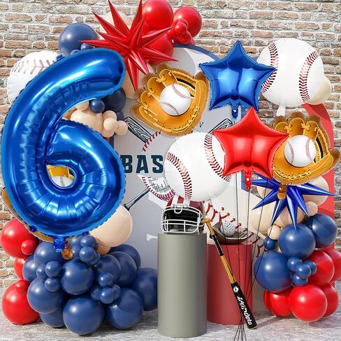 Baseball Balloons 1st Birthday Decorations for Boys, Baseball Party Decorations Baseball Sports Theme Party Supplies, 40 inch Foil Number Balloons Number 1 Balloon Blue Red White Sports Balloon Kits in Saudi Arabia