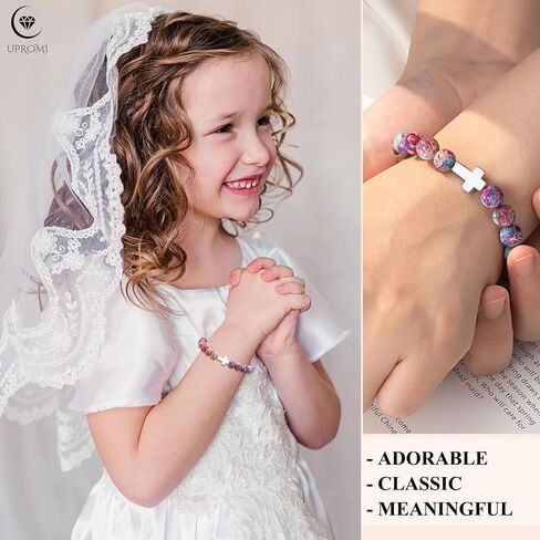 UPROMI Cross Bracelet for Girls Baptism First Communion Confirmation Gifts for Teen Girls in Saudi Arabia
