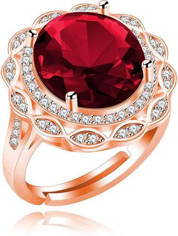 Uloveido Platinum & Rose Gold Plated Oval Zircon Diamond Ring Micro CZ Inlaid Adjustable Birthstone Wedding Promise Jewelry Y989 in Kuwait