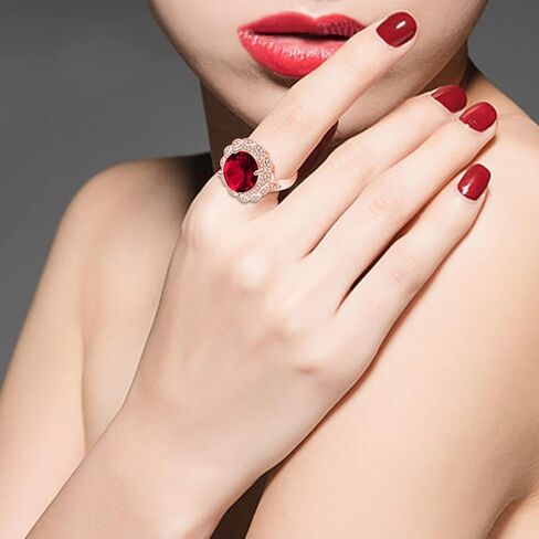 Uloveido Platinum & Rose Gold Plated Oval Zircon Diamond Ring Micro CZ Inlaid Adjustable Birthstone Wedding Promise Jewelry Y989 in Kuwait