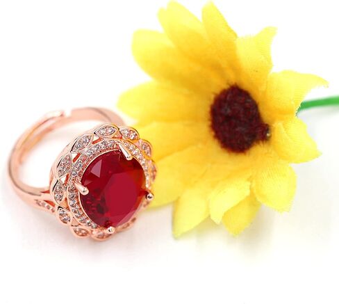 Uloveido Platinum & Rose Gold Plated Oval Zircon Diamond Ring Micro CZ Inlaid Adjustable Birthstone Wedding Promise Jewelry Y989 in Kuwait