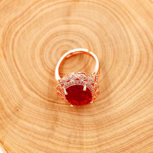 Uloveido Platinum & Rose Gold Plated Oval Zircon Diamond Ring Micro CZ Inlaid Adjustable Birthstone Wedding Promise Jewelry Y989 in Kuwait