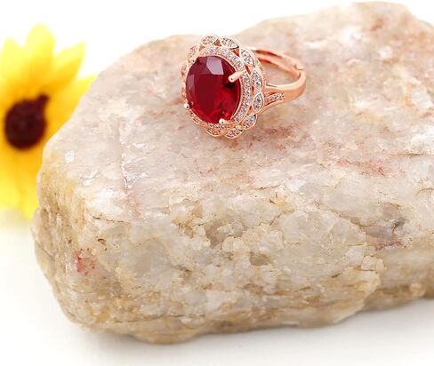 Uloveido Platinum & Rose Gold Plated Oval Zircon Diamond Ring Micro CZ Inlaid Adjustable Birthstone Wedding Promise Jewelry Y989 in Kuwait