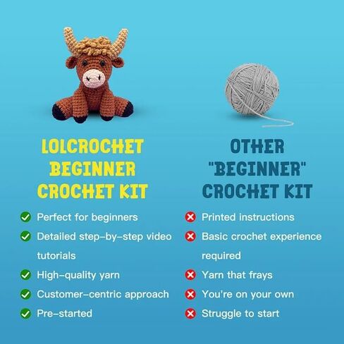 مجموعة LOLCROCHET Fox Crochet للمبتدئين، مجموعة Amigurumi Crochet Starter مع فيديو تعليمي خطوة بخطوة، مجموعة حياكة سهلة للحيوانات للأطفال والكبار، دمية كروشيه هدية عيد الميلاد in Kuwait